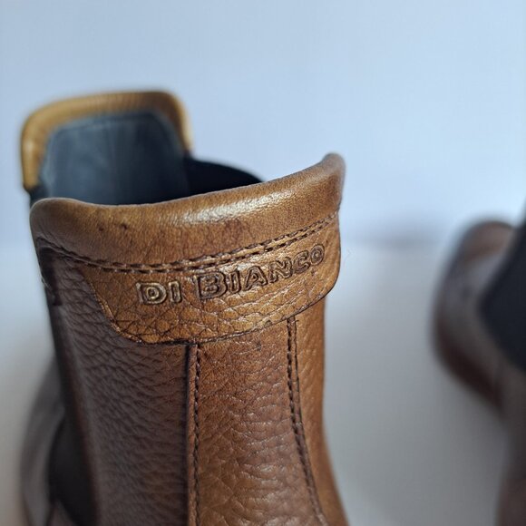 New Di Bianco Minori Men\'s Brown Leather Slip On Chelsea Boots